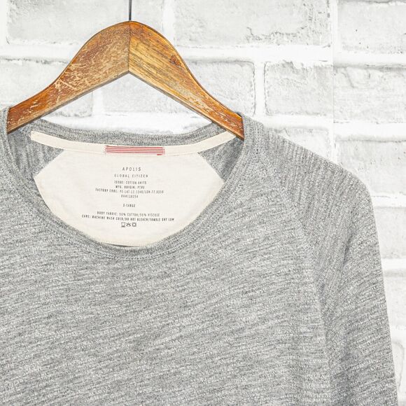 APOLIS Men's Crew Neck Pullover Sweatshirt tee heather Gray XL - Picture 5 of 6
